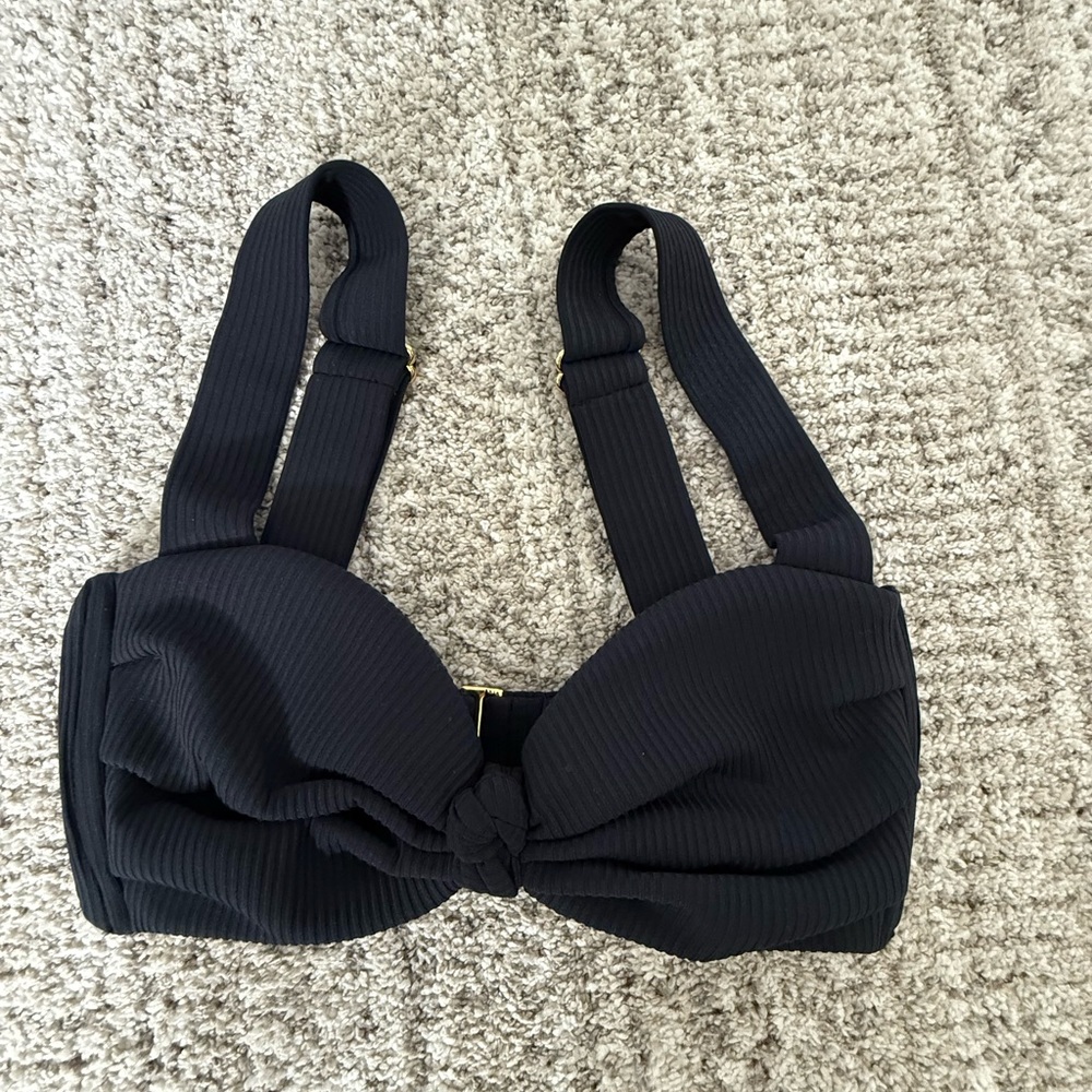 Montce Black Ribbed Hayden Bikini Top Size S Like New *never worn*
